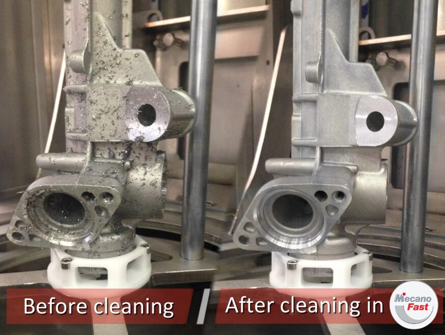 Comparison before/after cleaning rack housing